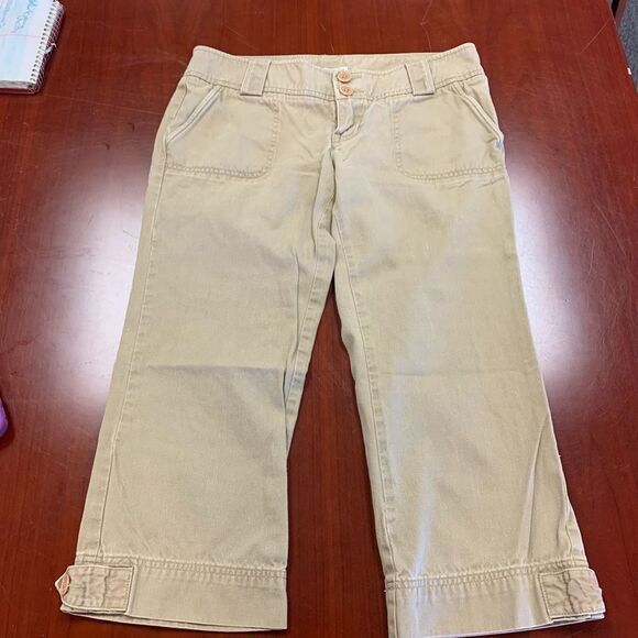 Abercrombie Canvas Button Hem Cropped Pants sz 2 - Picture 1 of 5